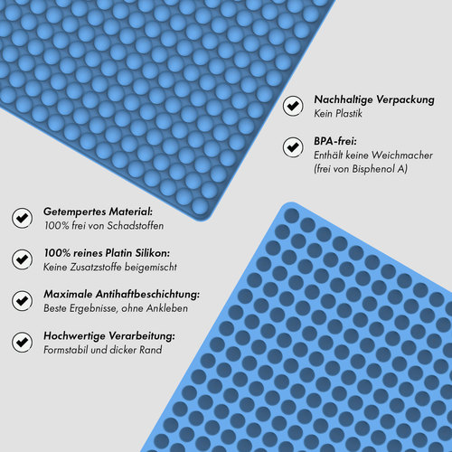 Semi-spherical baking pan mat 468-hole mini dog food silicone baking pan 1.2cm hemispherical dog biscuit baking mold