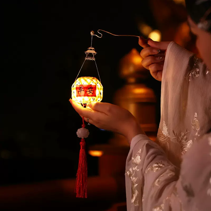 圣诞节潮汕手提迷你竹编小灯笼手工diy材料包古风花灯摆地摊挂饰