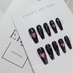 暗黑立體愛心穿戴甲黑粉甜酷辣妹追光漸變貓眼y2k極光美甲貼片