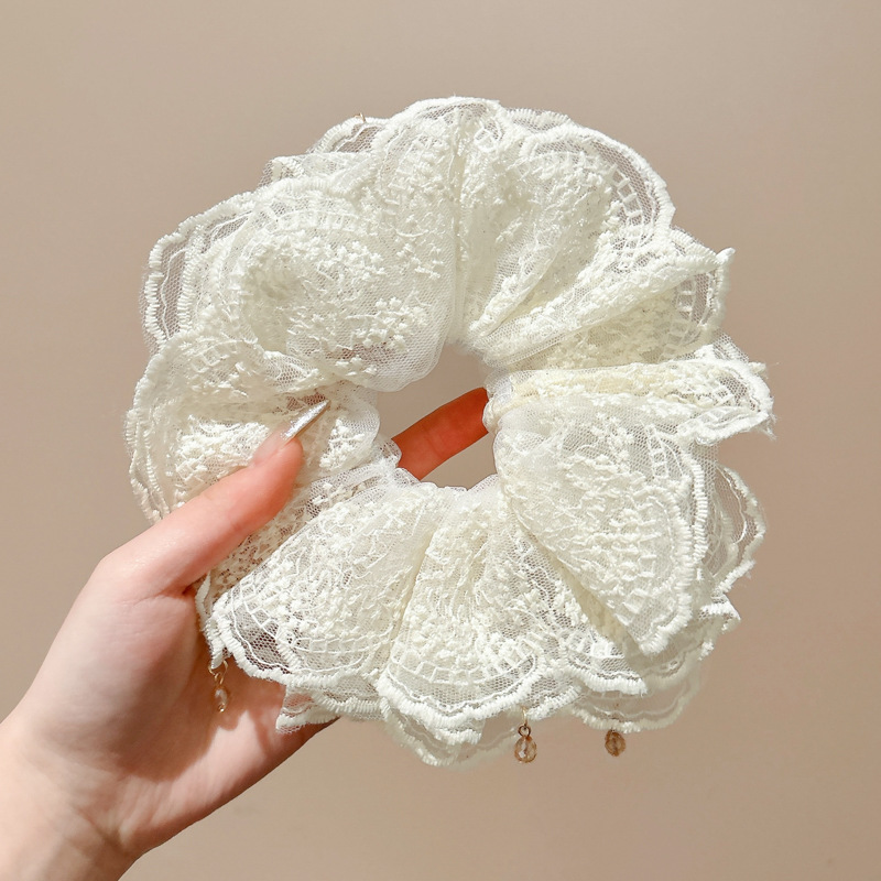 Lazo para el cabello de intestino grueso rayado coreano para mujer, sensación de alto nivel, cuerda para el cabello de cola de caballo, banda de goma para la cabeza para niñas, cuerda para la cabeza de gran tamaño, accesorios para el cabello de flores para la cabeza