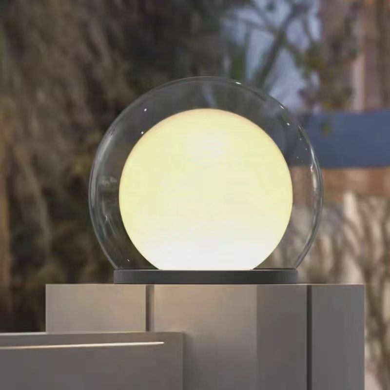 圆形月球柱头灯别墅围墙灯户外花园庭院草坪装饰灯氛围大门柱子灯