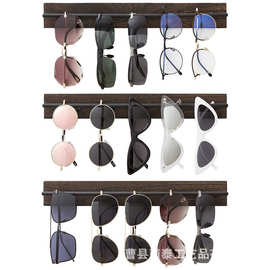 跨境木制眼睛收纳架客厅壁挂式墨镜整理架商场饰品店木制眼镜架