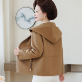 秋冬新品毛呢连帽时尚开衫百搭休闲外套女舒适保暖柔软夹克羊毛呢，女装毛呢外套，妃慕昵服饰
