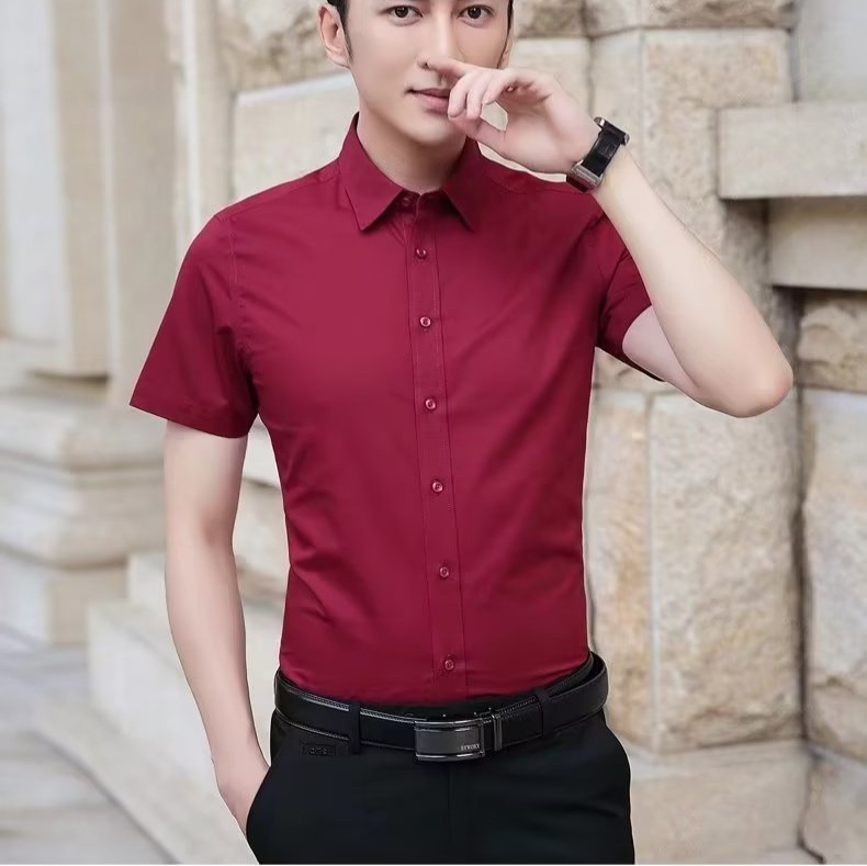 Burgundy [Solid Color Short Sleeves]