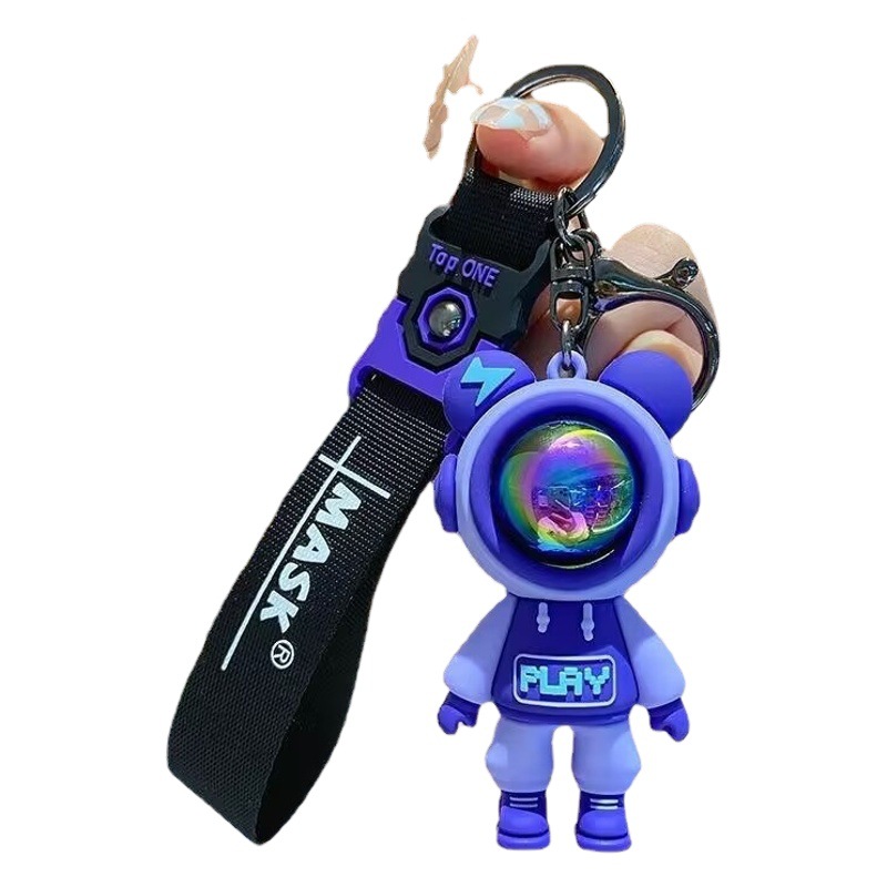 Gran rayo oso muñeca de dibujos animados colgante coche llavero colgante llavero centro comercial muñeca máquina puesto de entrega