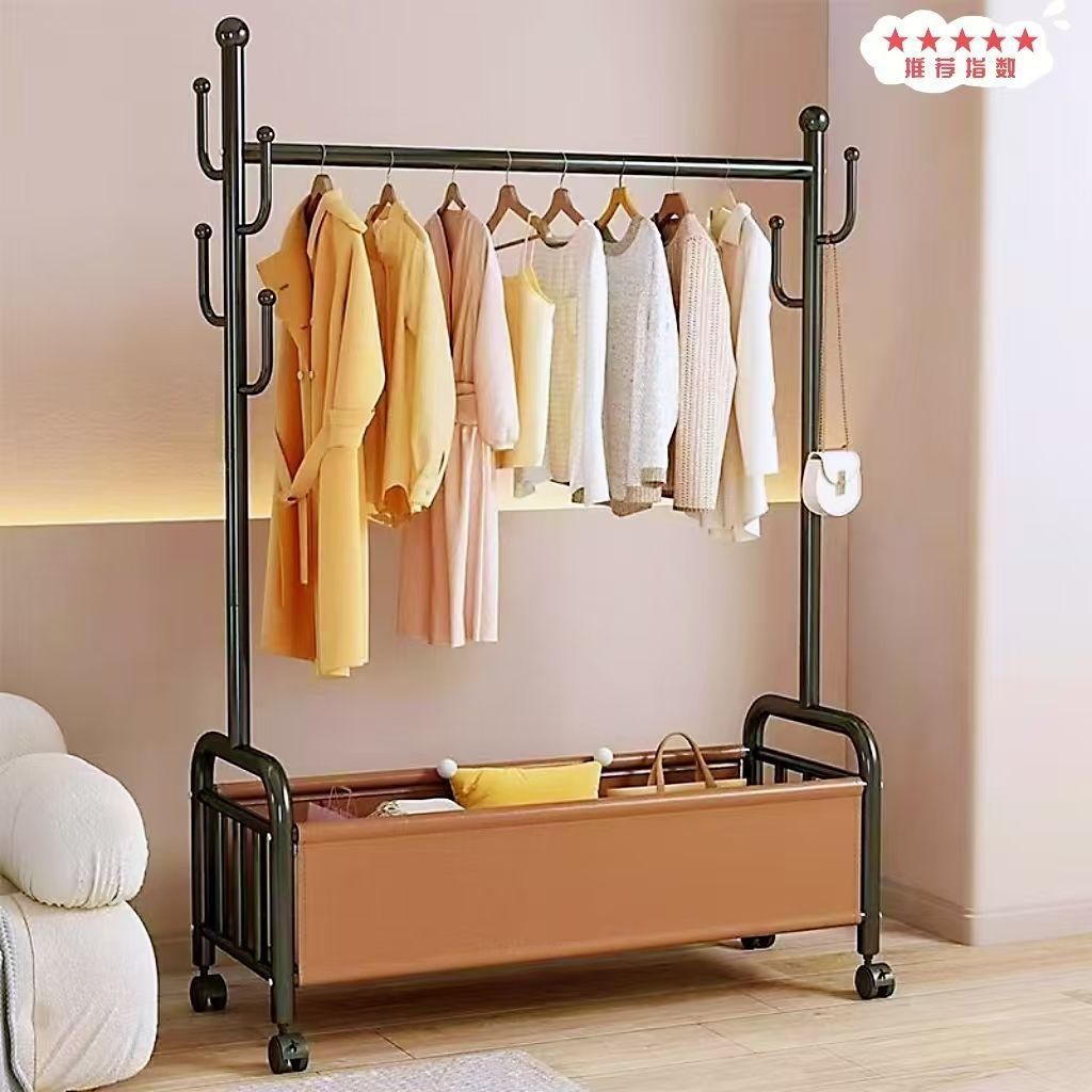 Factory Supply Supports Custom-Made Coat Racks for Home Indoor Thickened Removable Floor-Standing Storage Racks with Baskets