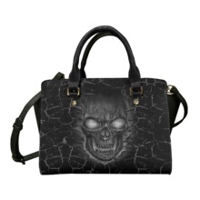 万圣节骷髅头数码印花手提包女士速卖通热卖外贸PU单肩斜跨蝴蝶包