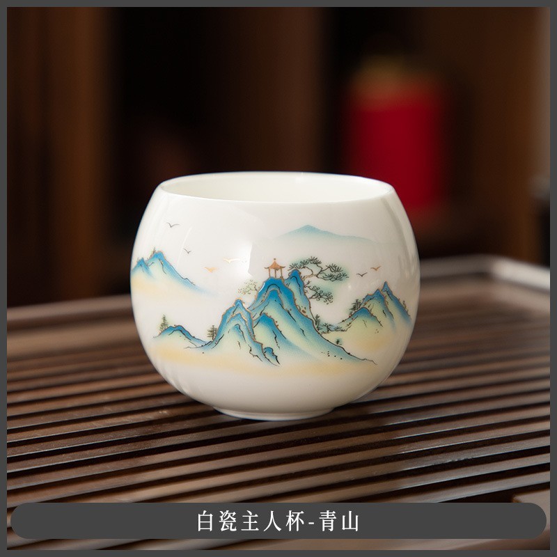德化陶瓷杯罗汉杯主人杯单杯高端羊脂玉白瓷单个茶杯高档个人专用|undefined