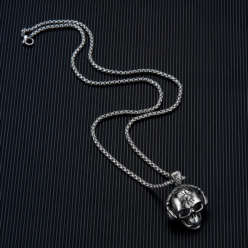 Pendant Necklace Classification Titanium Steel Chain Material 1 Piece Quantity Hip-Hop Retro Geometric Solid Color Titanium Steel Halloween Men's Pendant Necklace