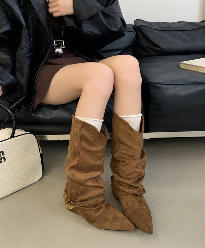 、~小众猫跟西部靴翻折堆堆靴秋冬新款时尚气质百搭短靴女潮|undefined