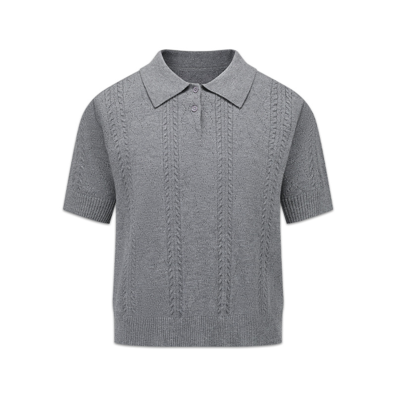 Polo camiseta de punto camiseta de manga corta hombre con solapa hueca textura vieja camiseta de hielo de viento de verano fábrica transfronteriza mayorista