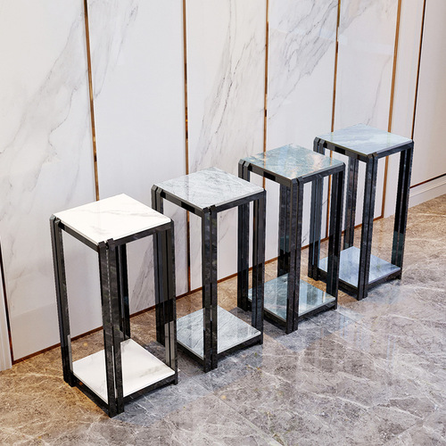 UG73 light luxury slate flower stand stainless steel living room interior decoration ornaments floor-standing hotel flower pot storage rack free