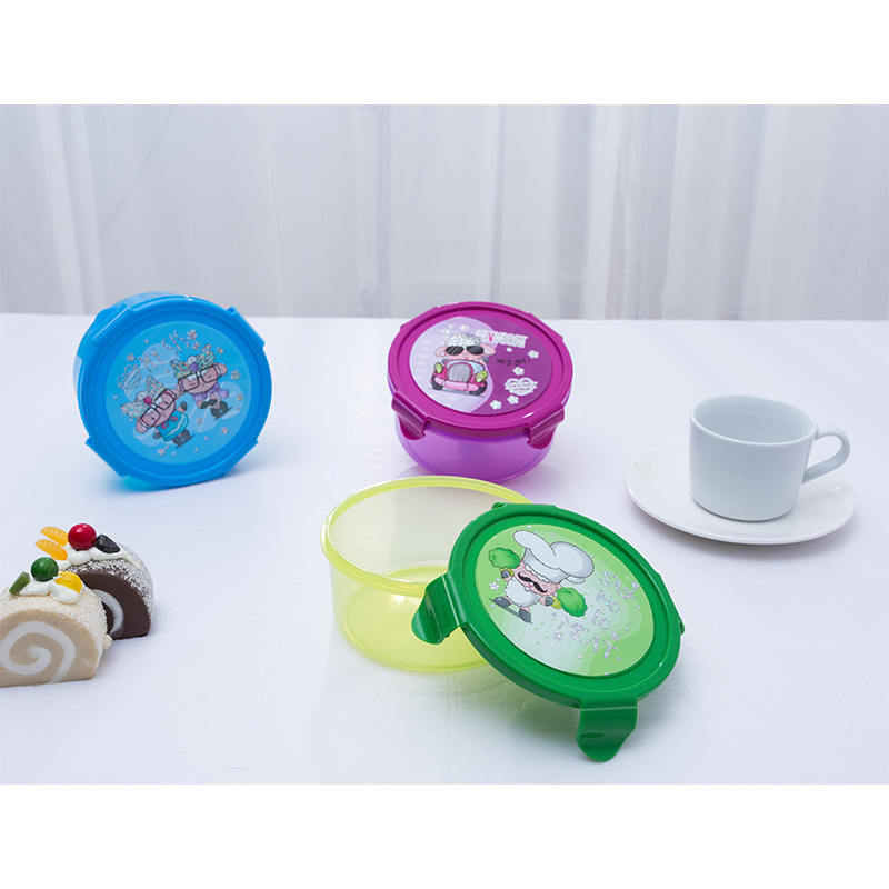 Comercio exterior transfronterizo retráctil flash colorido película de dibujos animados caja de preservación de frescura rectangular cuadrada redonda sellada caja de almacenamiento de bocadillos