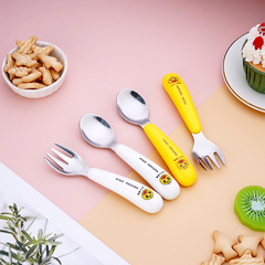 304不鏽鋼兒童叉勺餐具便攜套裝卡通勺叉子寶寶吃飯家用兒童餐具