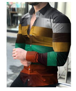 Ropa de hombre europea y americana de comercio exterior nueva personalidad casual de otoño camisa impresa de manga larga de los hombres de moda más camisa de tamaño