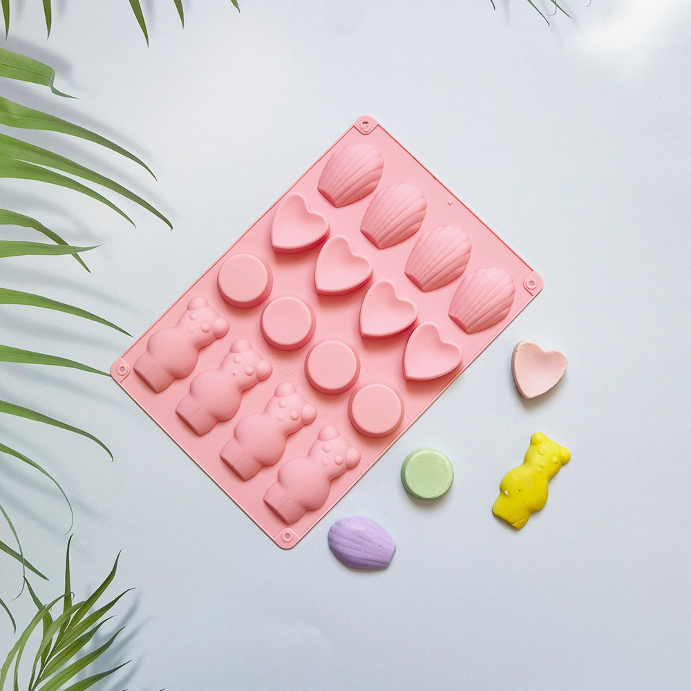 16 cuatro grupos de amor de oso 8 molde de silicona pastel helado pudín molde de postre jabón utensilios