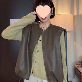 设计感显白百搭休闲皮衣马甲外套春秋新款叠穿外搭显洋气时尚上衣