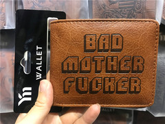 電影周邊低俗小說零錢包 Bad Mother F*cker字母印花短款二折錢包