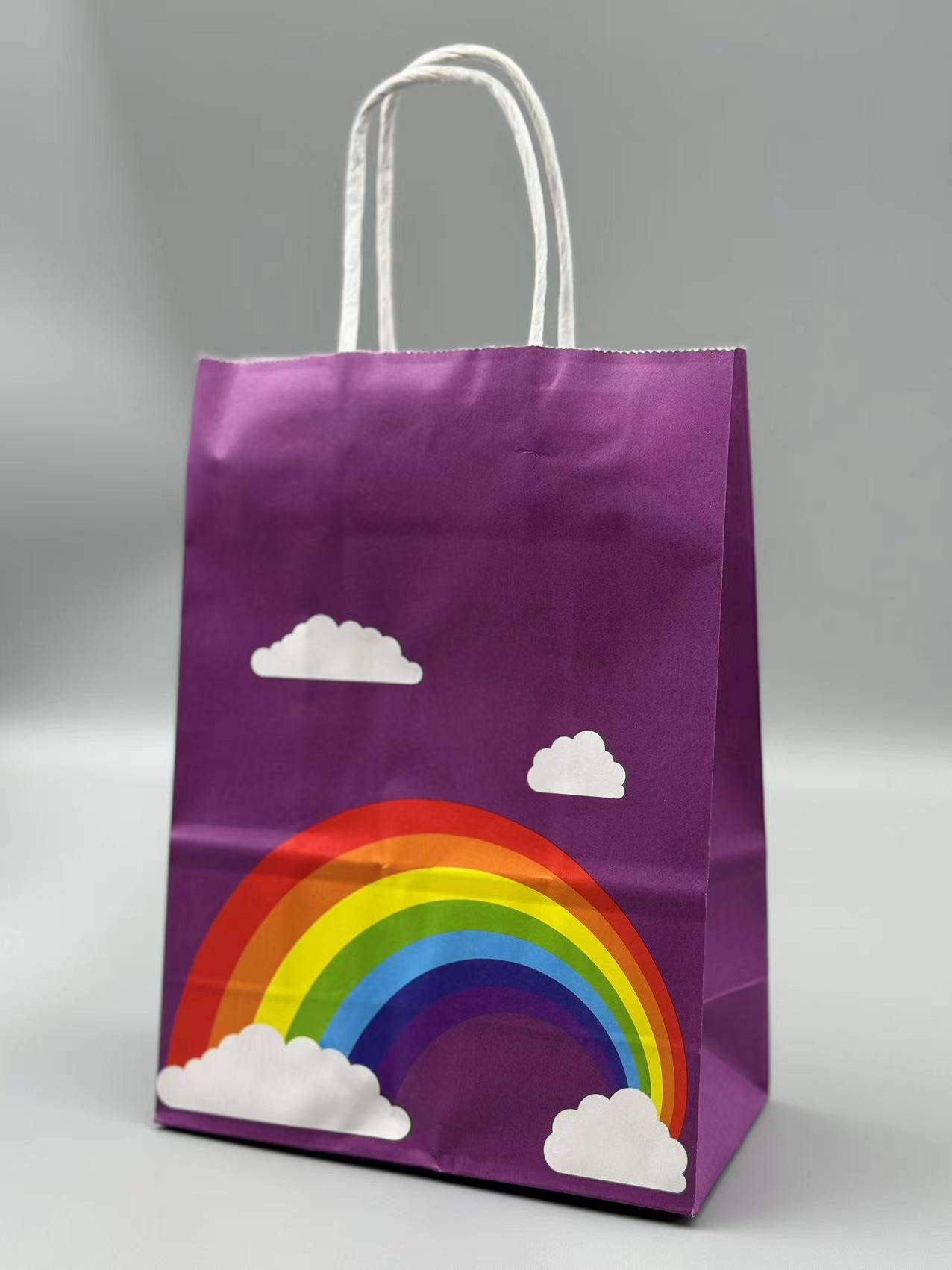 Transfronterizo Nuevo Arco Iris bolsa de embalaje de papel Kraft tuerca snack regalo embalaje bolsa de papel leche té ropa regalo portátil