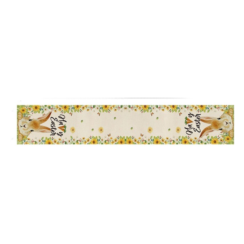 Camino de mesa de lino estampado de Pascua, estilo nórdico, para el hogar, sala de estar, aislamiento térmico, antimanchas, mantel para mesa de comedor, Amazon transfronterizo