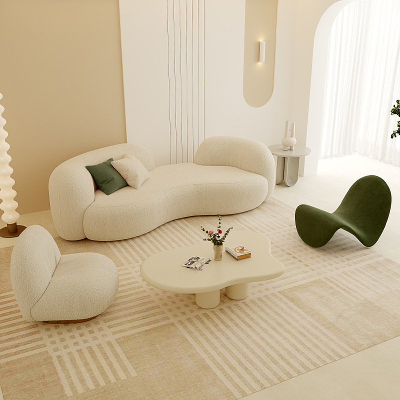 Cream Style Cashmere Sofa Modern Minimalist Living Room Small Apartment Beauty Salon Clothing Store Reception Rest Area Cream Style Cashmere Sofa Modern Minimalist Living Room Small Apartment Beauty Salon Clothing Store Reception Rest Area