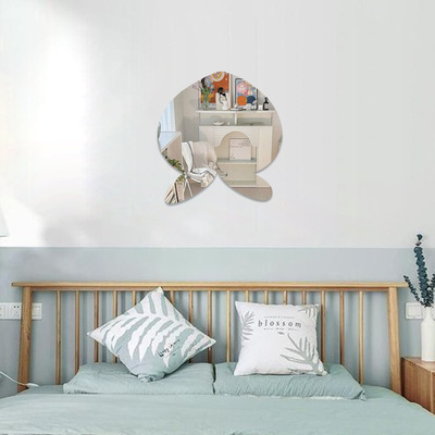 DIY亚克力3D镜面贴纸桃子客厅书房卧室壁画艺术装饰贴墙面镜子贴|ms