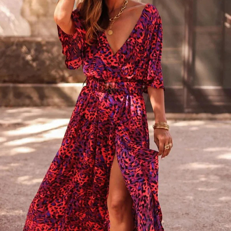 Red Leopard Print Dress Image 4