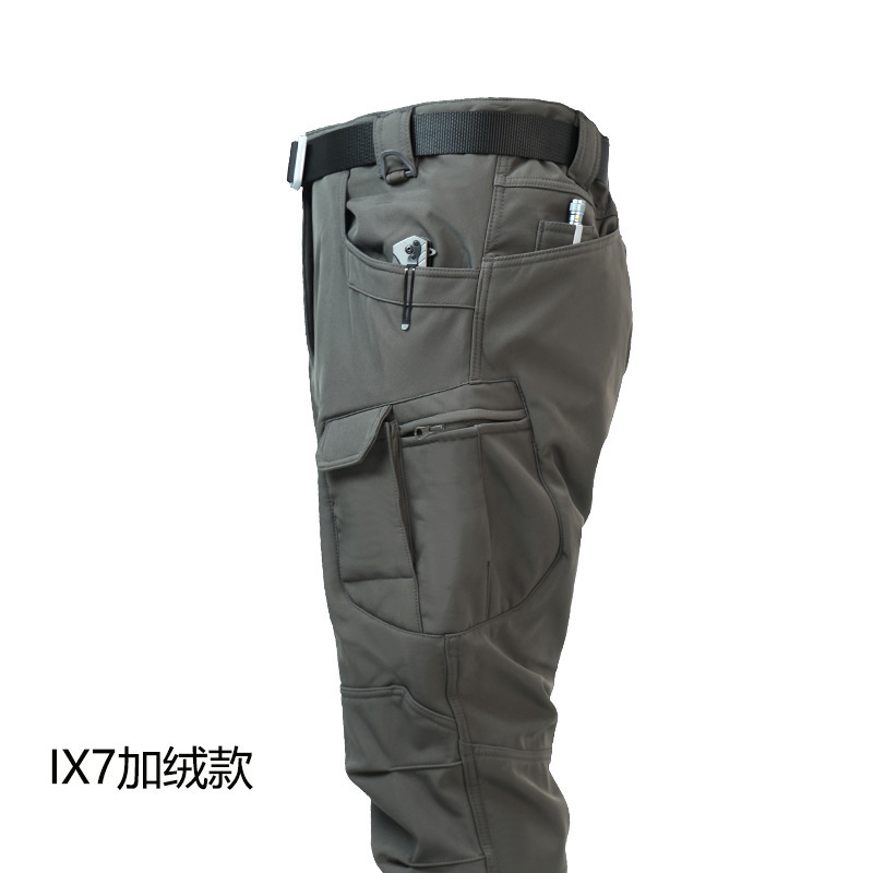Ix7 Fleece-Lined Pants Winter Three-In-One Outdoor Wear-Resistant Hiking Pants Men's Elastic Loose-Fitting Mountaineering Pants Multifunctional Work Pants
