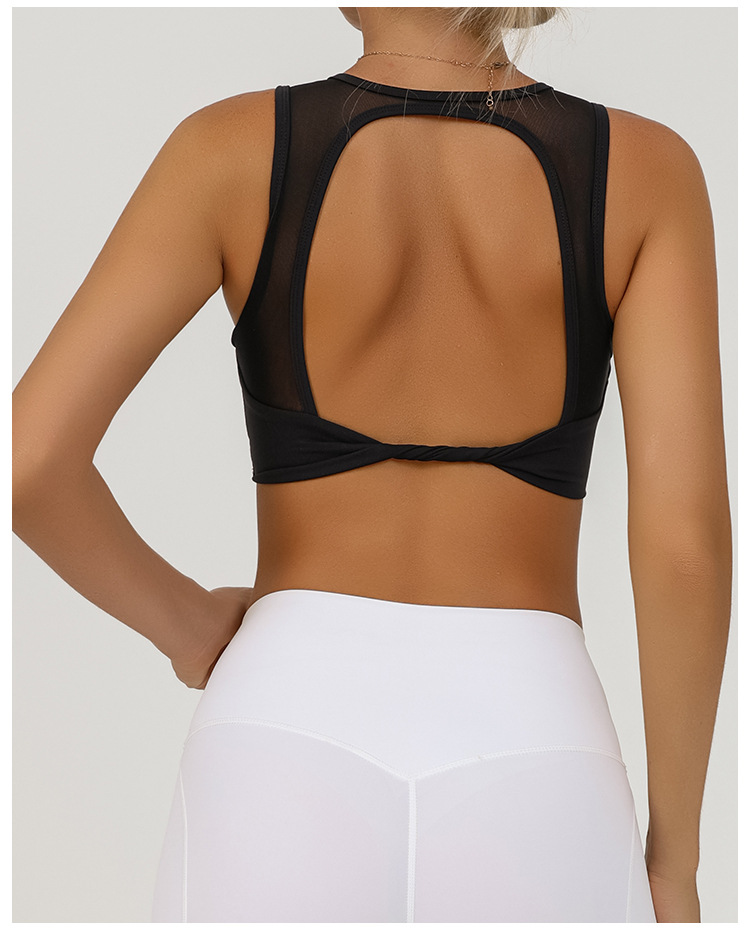 Deportes de acondicionamiento chaleco de mujer con cojín de pecho elástico transpirable red de acondicionamiento chaleco de acondicionamiento transfronterizo blusa de secado rápido bra