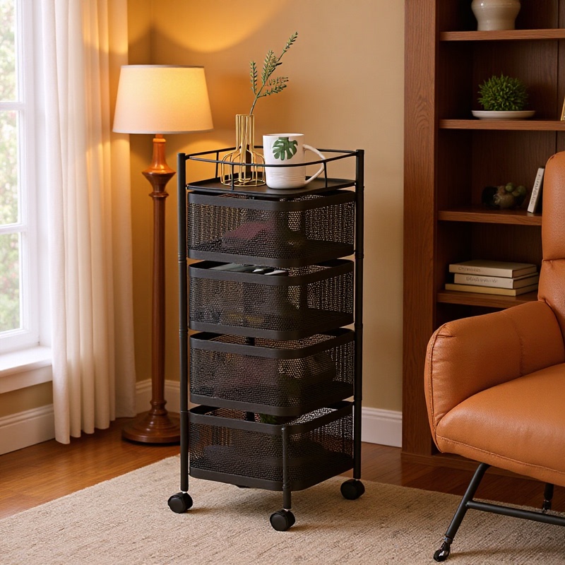 Kitchen Rotating Storage Rack Square Frame Fruit and Vegetable Basket Trolley Floor-Standing Home Living Room Snack Storage Shelf Factory Kitchen Rotating Storage Rack Square Frame Fruit and Vegetable Basket Trolley Floor-Standing Home Living Room Snack Storage Shelf Factory