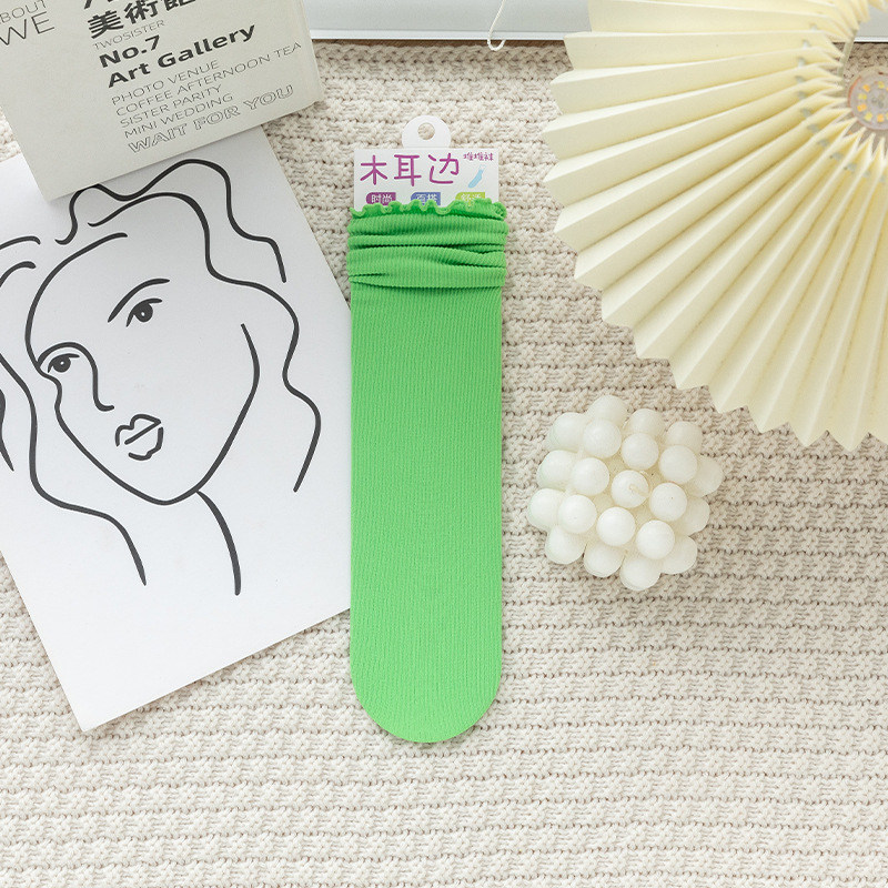 Calcetines de hielo finos de terciopelo de primavera, verano y otoño, medias a rayas para mujer, medias de hielo de tubo medio, calcetines de pila japoneses transpirables