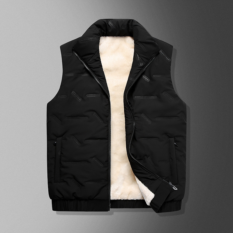 Gilet in cotone spesso e morbido da uomo, stile invernale, nuovo, alla moda e versatile, casual, con collo alto, tinta unita, spalle scoperte_voghion.com