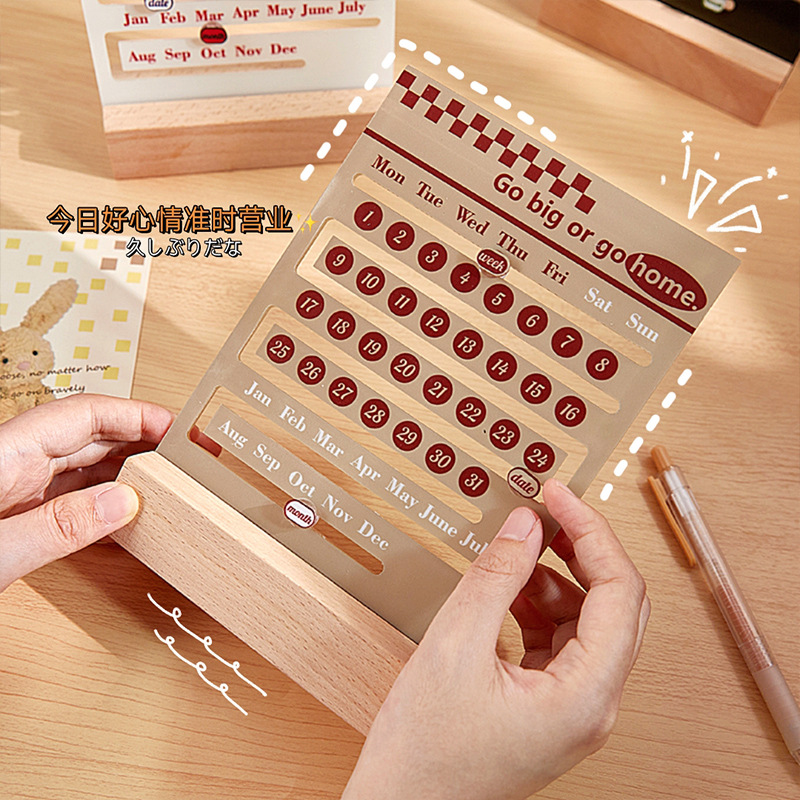 Calendario nuevo escritorio lindo Calendario de escritorio de madera creativo hecho a mano DIY regalo de alta apariencia ins estilo calendario