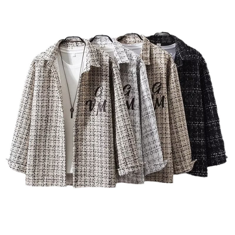 Chaqueta japonesa de solapa tejida de primavera y otoño, marca de moda, top guapo, casual suelto para hombres, fragancia pequeña