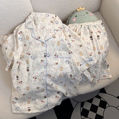 爆金砕花萌え犬雲綿夏の薄いパジャマ半袖パンツかわいい学生寮の家服