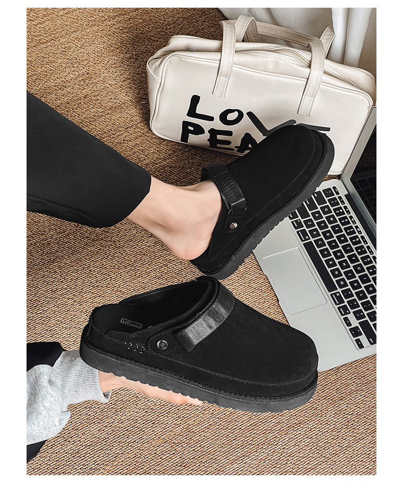 Dames halve slippers van echt leer ademend met dikke zool_voghion.com
