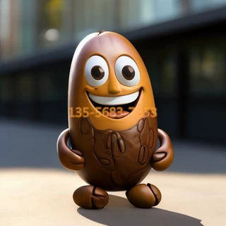 玻璃钢咖啡豆卡通豆娃雕塑咖啡连锁休闲门店IP形象吉祥物装饰摆件