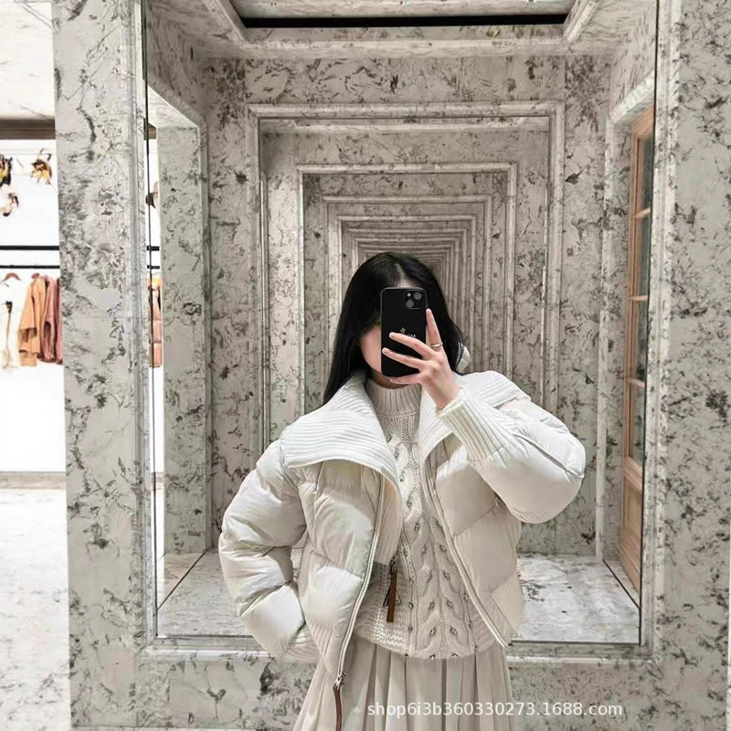 毒家版本南油高货 M家新款女拼接针织短款羽绒服冬季显瘦保暖外套|undefined