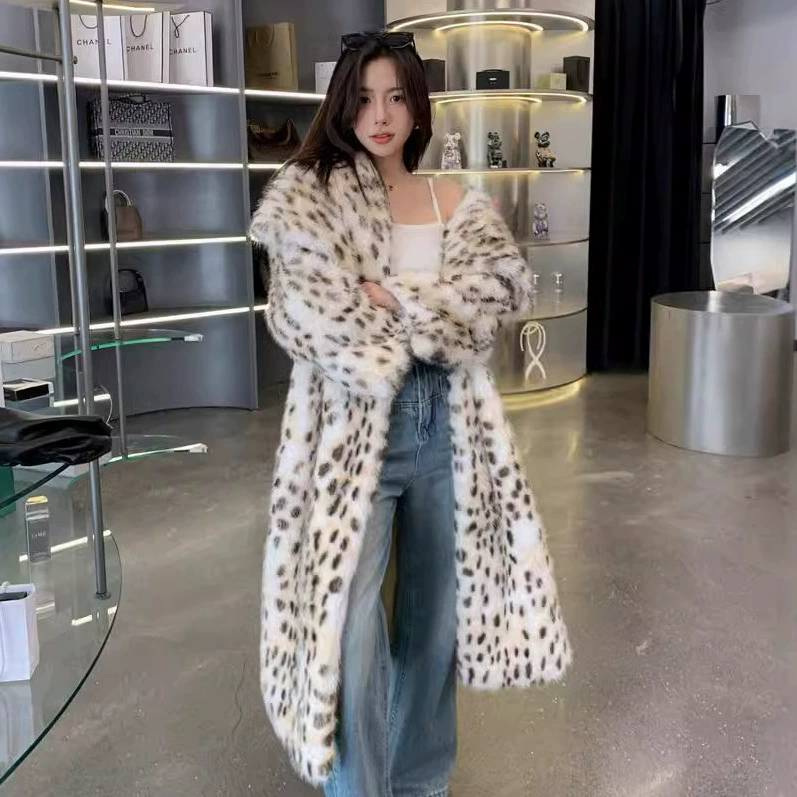 Корейский стиль, тканая ветровка с лацканами и оборками, верхняя одежда из лисьего меха, модная верхняя одежда из искусственного меха енота