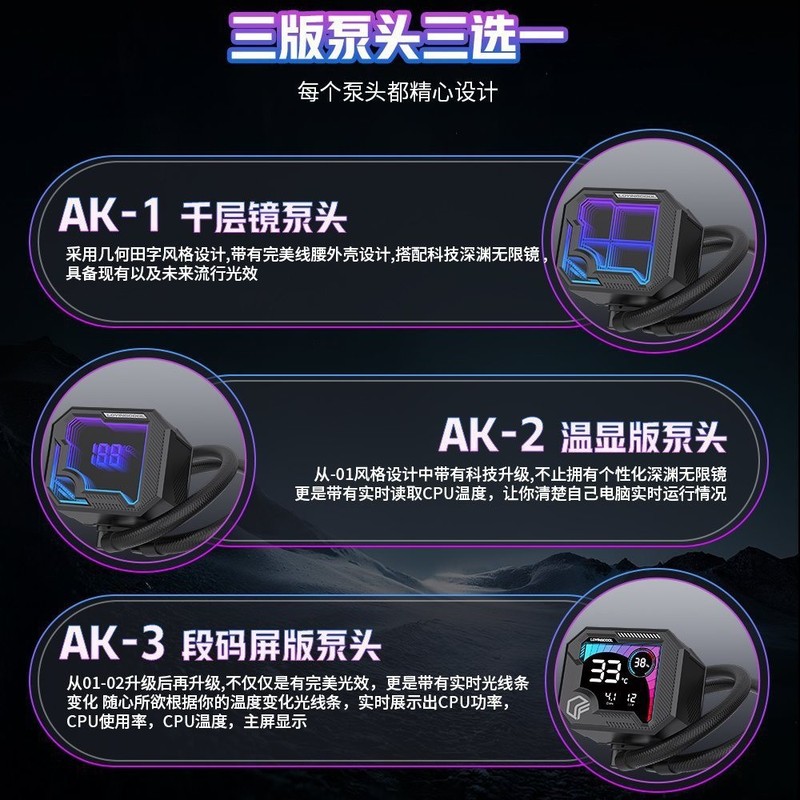 段码屏360水冷ARGBcpu散热器智能温度显示散热冷排风扇一体式水冷|undefined