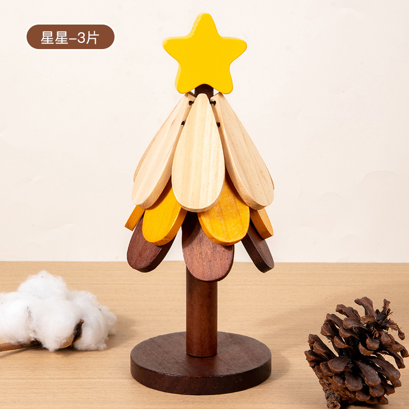 Alta sensación de árbol de Navidad almohadilla de aislamiento térmico decoración de mesa creativa un árbol de madera sólida antifalpa plegable almohadilla de tazas y platos