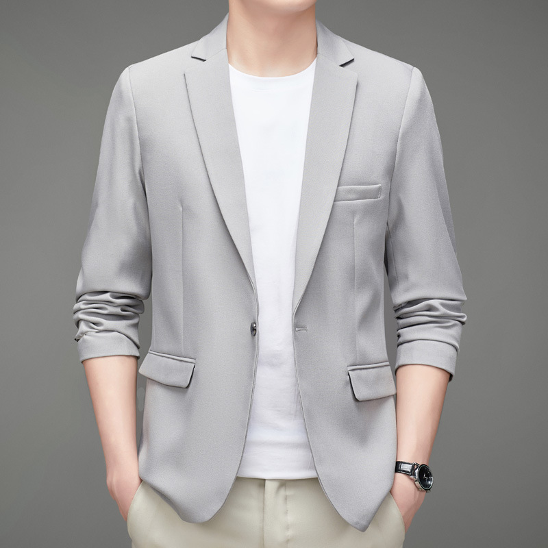 Nueva primavera y otoño traje de color sólido de los Hombres estilo coreano slim fit solo traje guapo un botón clásico capa superior moda