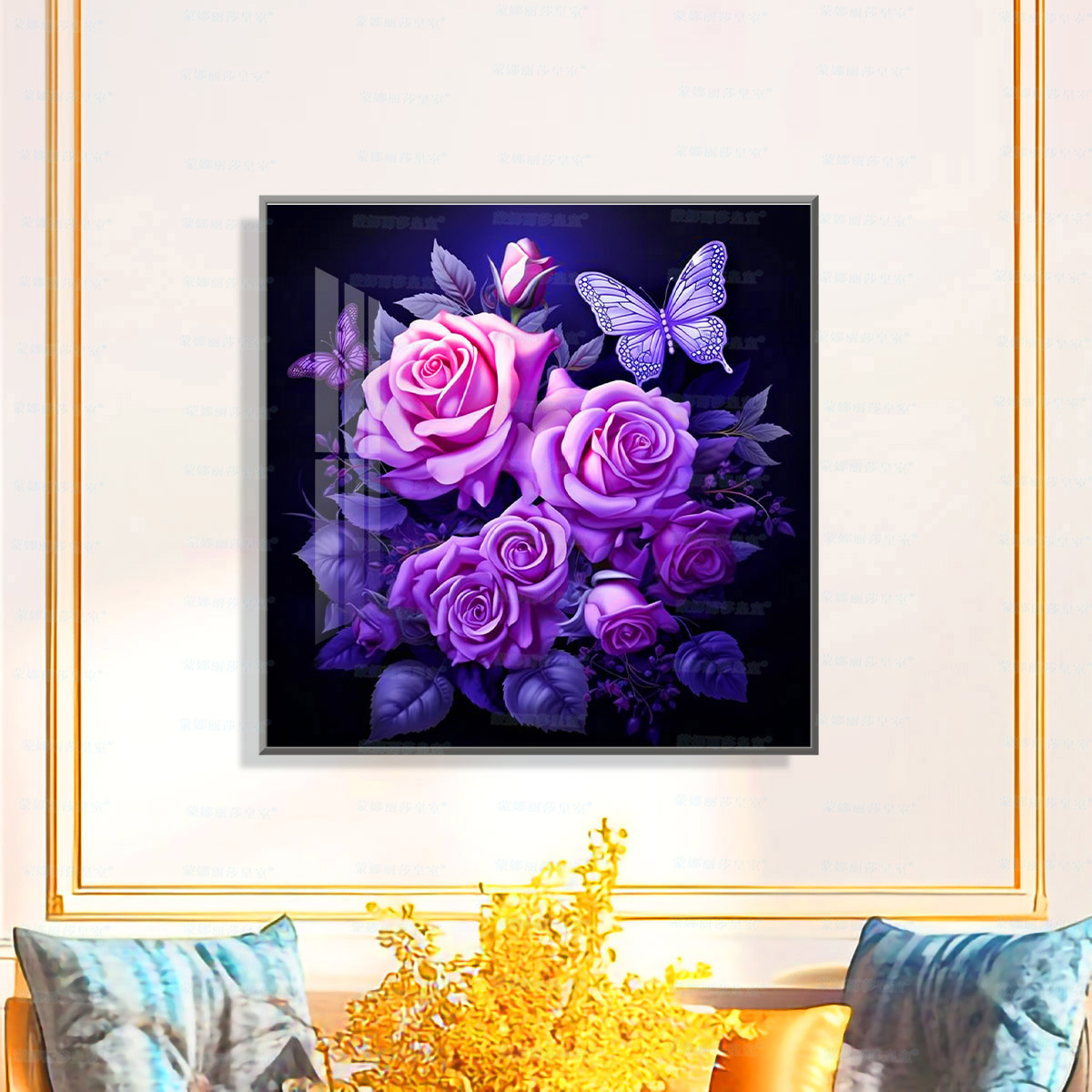 Mona Lisa rosa real púrpura mariposa amor flor flor estética bordado cruzado material de bordado fábrica al por mayor image 4