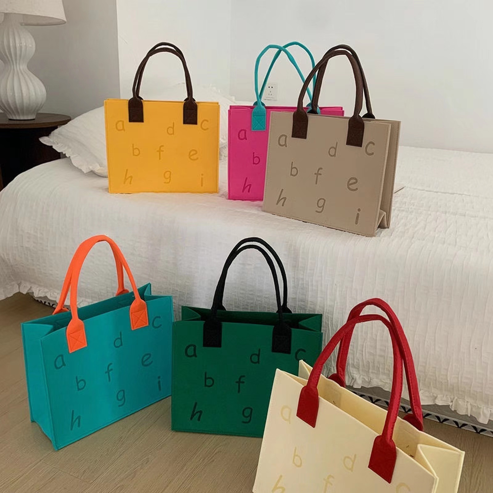 Bolsa de letras de fieltro grande, bolsa de fieltro portátil de gran capacidad, bolsa de almacenamiento para viajes