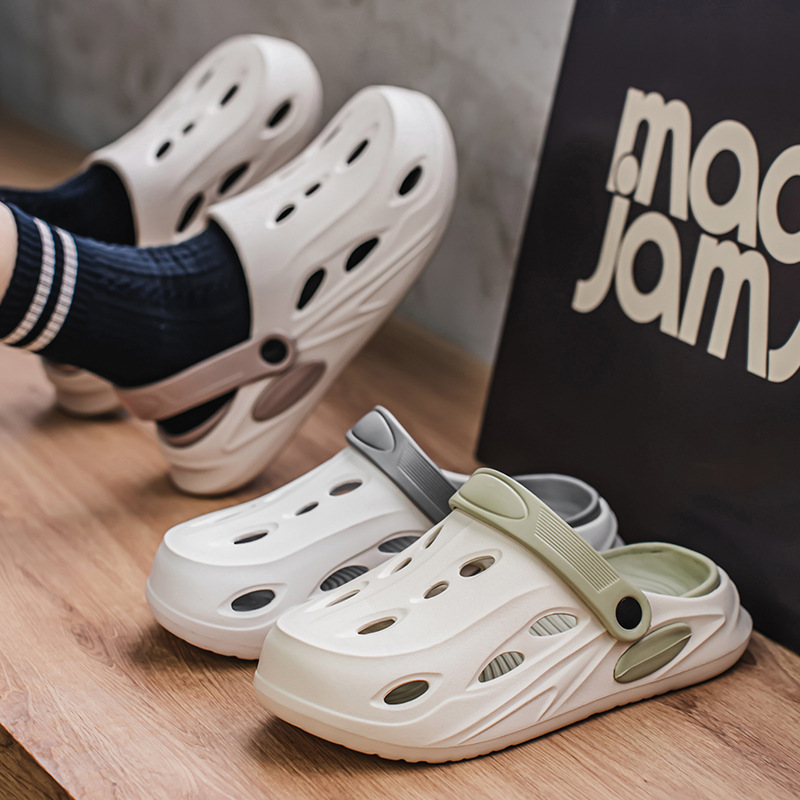 Nuevos zapatos con agujeros para hombres, zapatos de playa al aire libre Baotou de verano, plataforma, conducción junto al mar, deportes antideslizantes, zapatos de hombre de dos desgaste