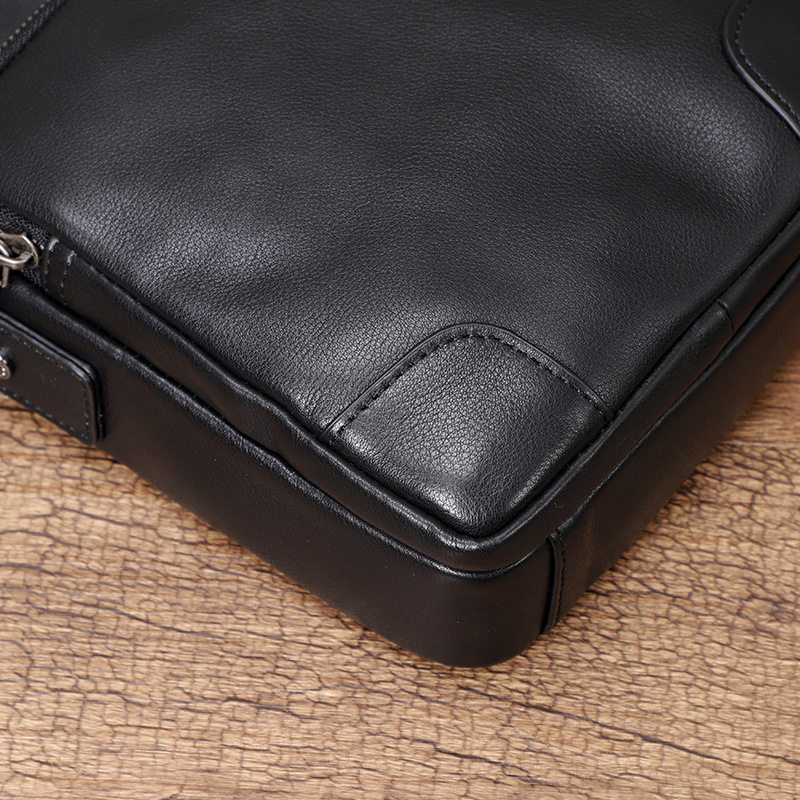 Túi đeo chéo nam da bò thật 20×7×24 cm kiểu mới — Màu đen chi tiết 8