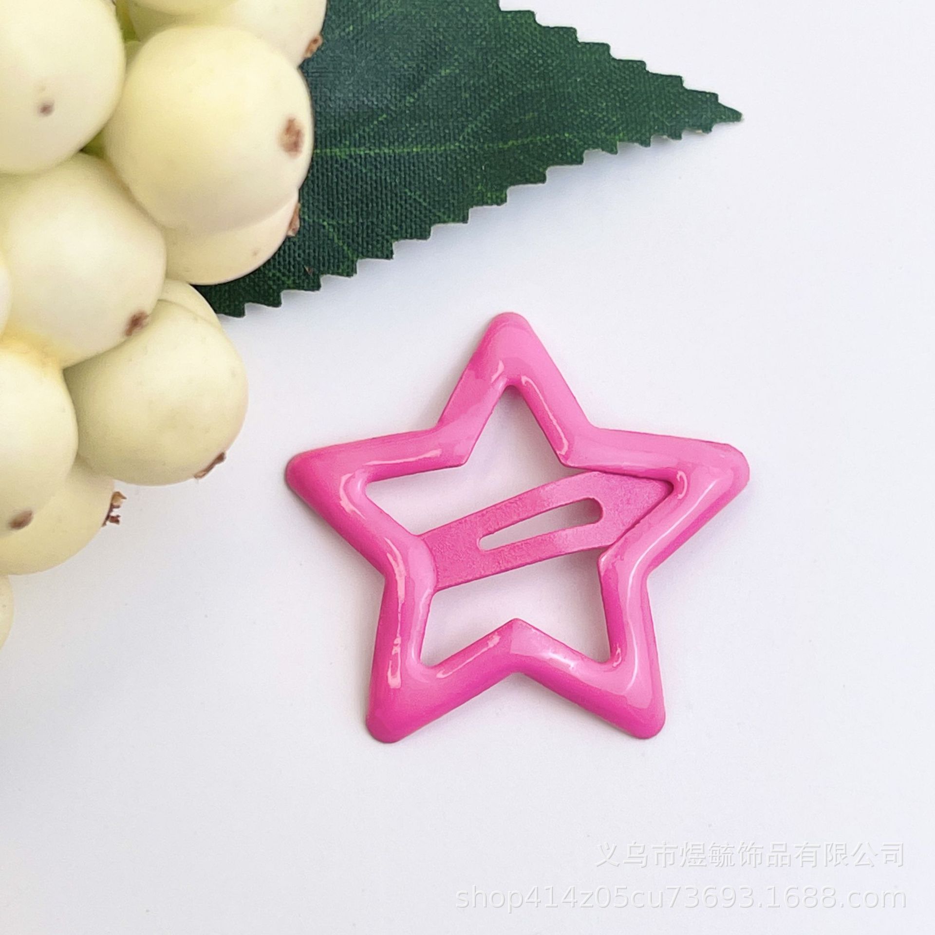 Colorful dripping Star clip 3.2cm light Rose Red