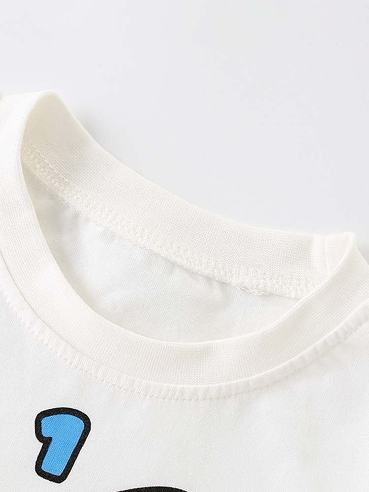 Malwee Verano de manga corta para niños nuevos europeos y americanos casual impreso guapo cuello redondo camisa camiseta para niños