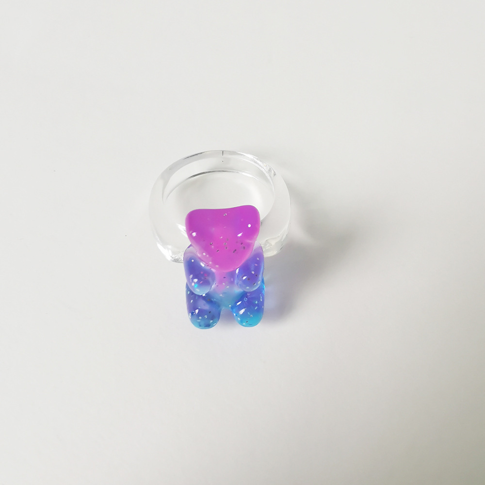 4g Weight Rings Classification 1 Piece Quantity Daily Occasion Acrylic Material Bear Pattern Women's Gender Cute Style Cute Bear Arylic Women's Rings 27