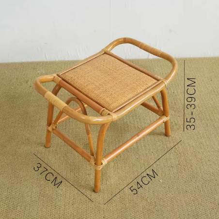 Tejido natural de Ratán para poner taburetes de pies, taburetes de cambio de zapatos para el hogar, sillas de Ratán sin respaldo y sin reposabrazos en taburetes bajos en el sofá en la puerta de la casa image 8
